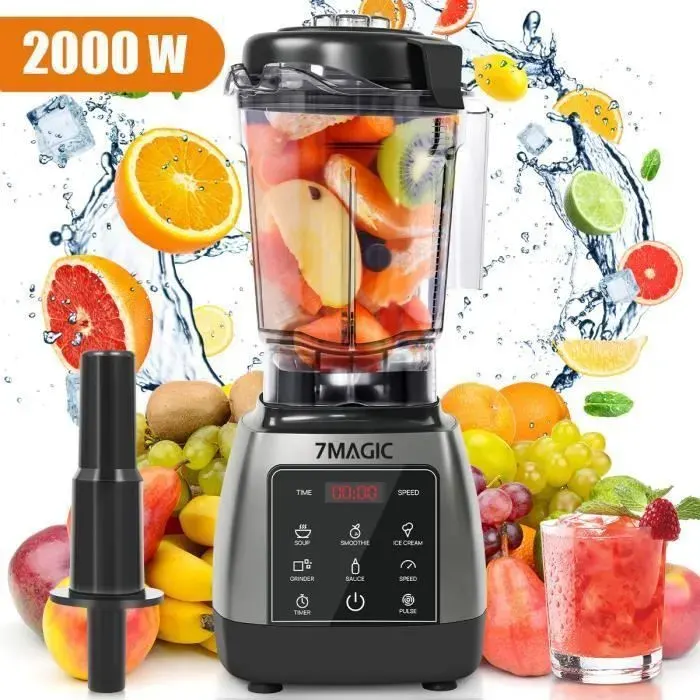 Mixeur Multifonctionnel 7MAGIC - HS200G - 2000W - 9 Vitesses - 6 Programmes Auto - 2L