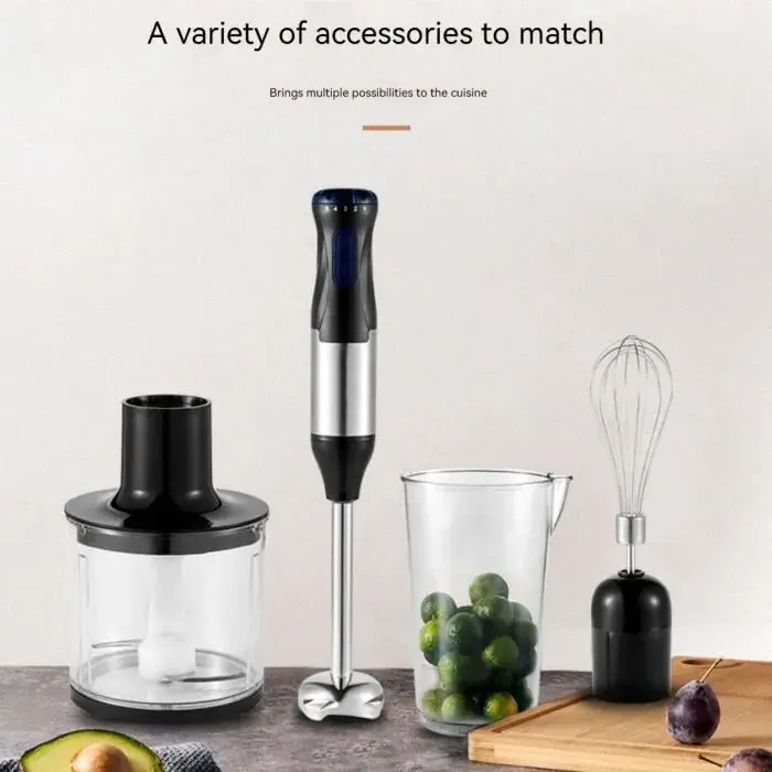Mixeur plongeant 1000W mixeur multifonctionnel 4 en 1 adapté à la préparation daliments pour bébés salades soupes et légumes