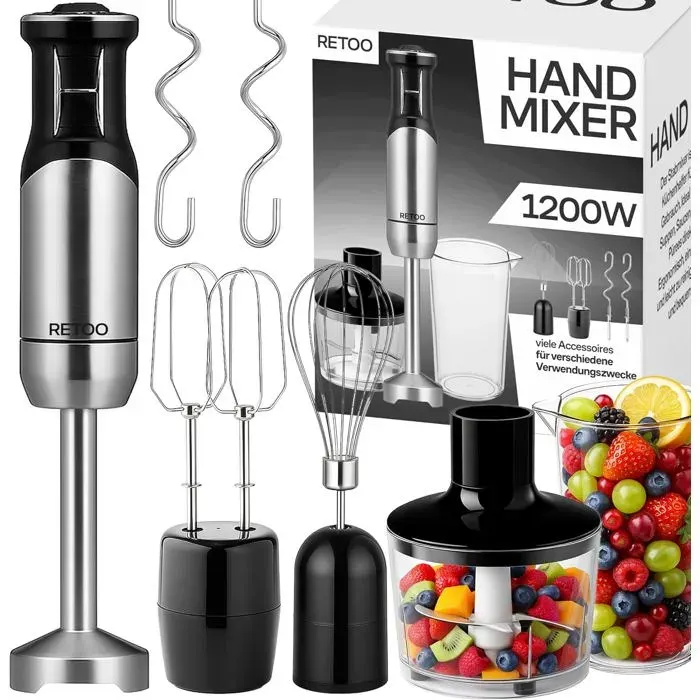 Mixeur Plongeant 1200 W 8 Vitesses Turbo 15000 Tr/Min