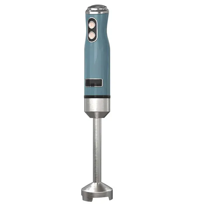 Mixeur Plongeant 600W 2 Vitesses avec Moteur à Bobinage Cuivre et Pied en Inox Bleu
