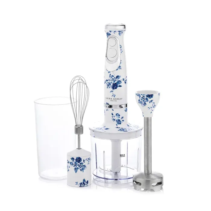 Mixeur plongeant 600W 4‑en‑1 - Laura Ashley - China Rose - Multifonction idéal pour salades purées légumes soupes & jus