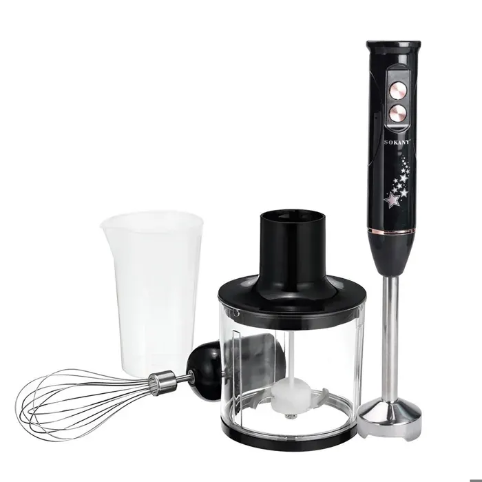 Mixeur Plongeant 600W - SOKANY - 4 en 1 - Hachoir - Fouet - Gris