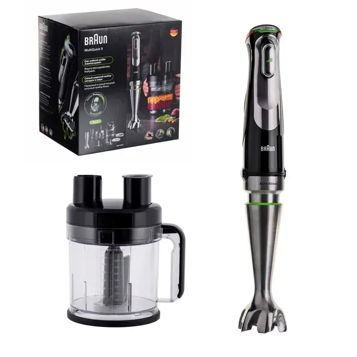 Mixeur plongeant - Braun - MQ9195XLI - 1200 W - ActiveBlade - Easy SmartSpeed - Bol 2 l - Récipient 600 ml
