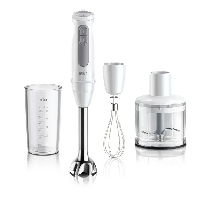 Mixeur plongeant - BRAUN - MultiQuick 5 MQ50236M - 1000 W - 21 vitesses - Gobelet 600 ml - Mini hachoir - Fouet - Blanc