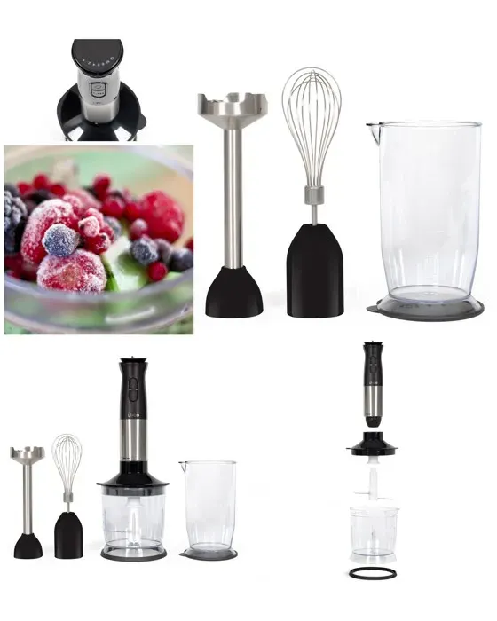 Mixeur Plongeant Électrique - Noname - 800W - 4 Lames - Hachoir Inclus - Noir/Aluminium