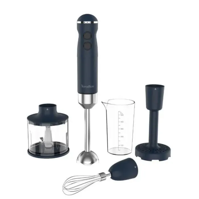 Mixeur plongeant électrique - Terraillon - NEW MOON - Vitesse variable - Fonction turbo - 1000W - Presse purée - Hachoir - Fouet