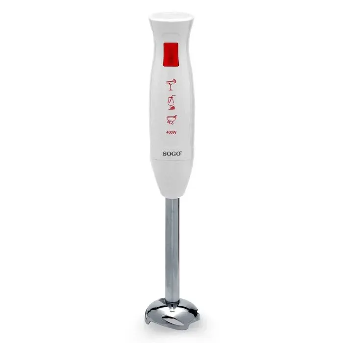 Mixeur plongeant en acier inoxydable blanc avec lames en acier inoxydable - 400w