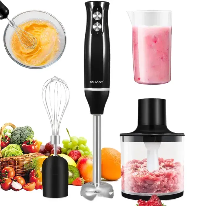 Mixeur plongeant-hachoir électrique-500W-2 vitesses-14000tr/min-lames inox-moteur laiton-commande tactile-lave-vaisselle
