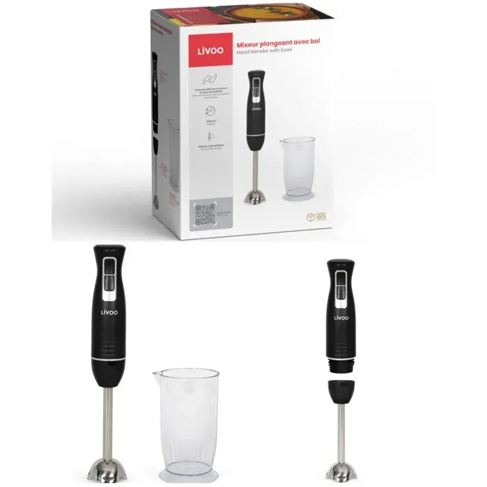 Mixeur plongeant - LIVOO - Modèle standard - 400 W - Bol gradué 700 ml - Pied amovible