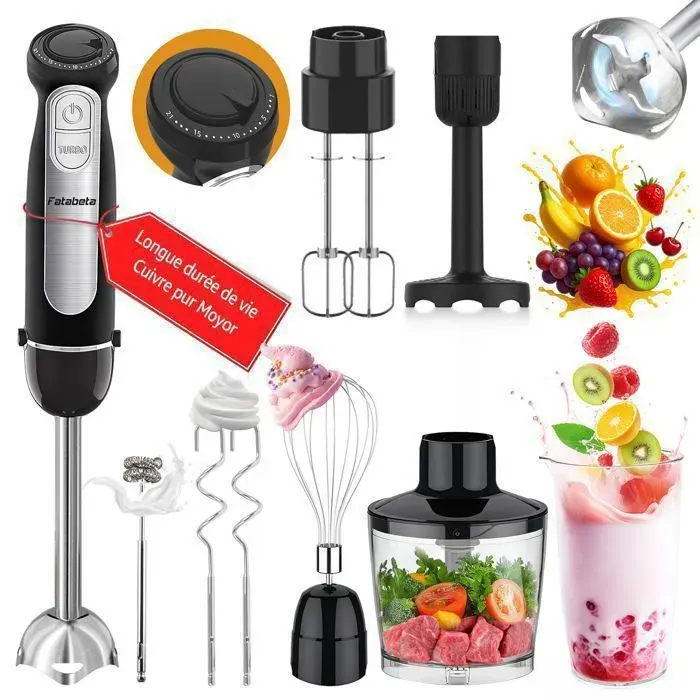 Mixeur Plongeant Multifonction 9-en-1 1100W - Batteur Électrique - 21 Vitesses+Mode Turbo - Mixeur/Hachoir/Masheur/Mousseur/Mélangeu