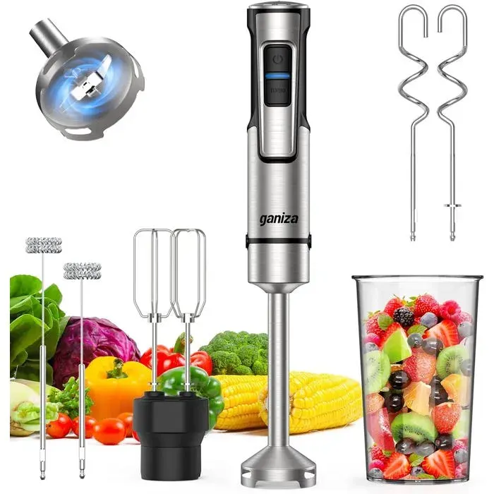 Mixeur plongeant multifonction - VETOBIOL - Puissance 1200W - 21 vitesses réglables - Fonction Turbo