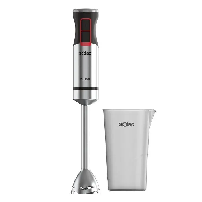 Mixeur plongeant professionnel - Solac - 1200W - Régulateur de vitesse - Fonction Turbo - 4 lames inox