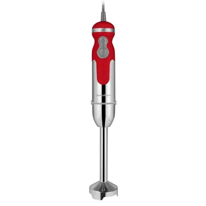 Mixeur plongeant rétro Vintage Cuisine - Rouge - 800W - Fonction TURBO - Lames et embout en acier inoxydable