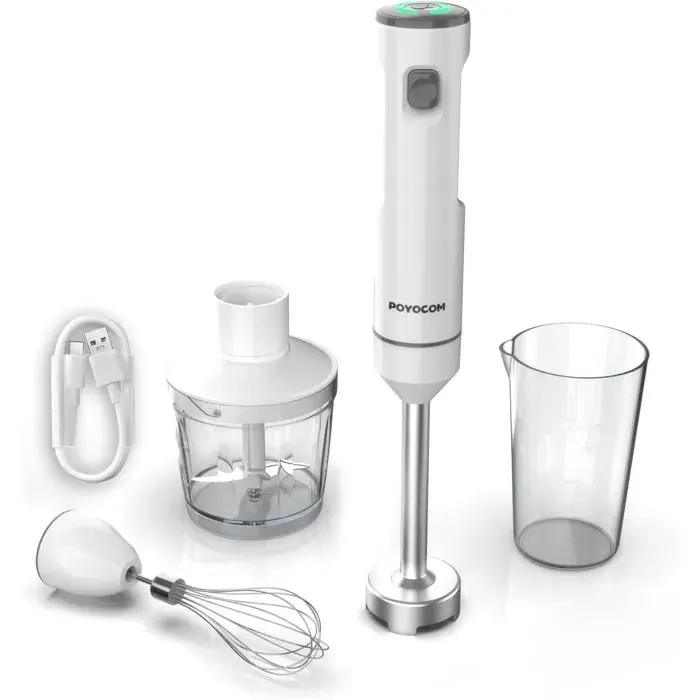Mixeur plongeant sans fil - LEHRING - Rechargeable avec câble Type C - Autonomie pour 15 tasses de milkshake