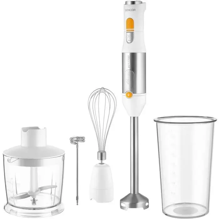 Mixeur plongeant Sencor SHB 6301WH - 5 en 1 - Fouet et hachoir inclus - 1200 W - Blanc