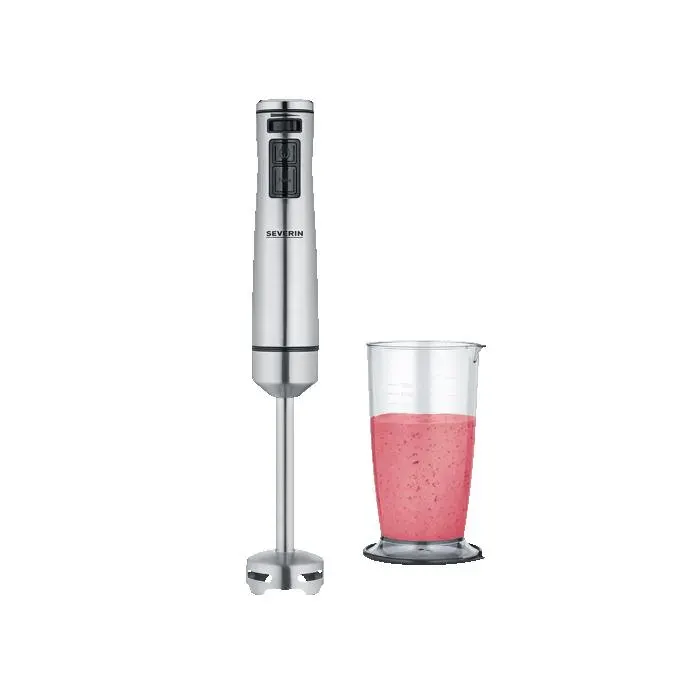Mixeur plongeant - SEVERIN - SM3773 - 1000W 4 lames inox 16000tr/min fonction turbo gobelet 07L inclus Inox brossé