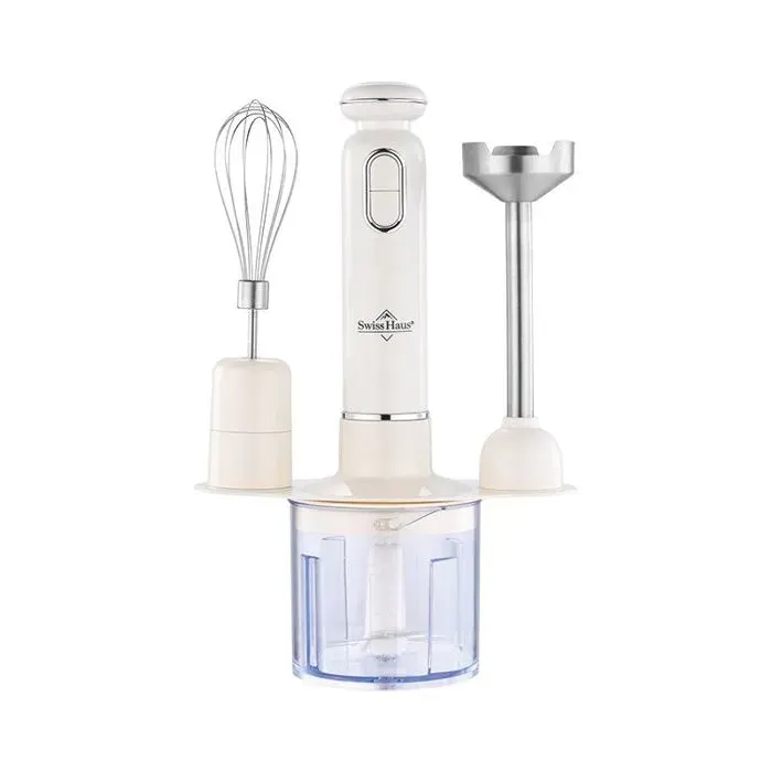 Mixeur plongeant - SWISS HAUS - SH-HBS20 - 600 W - Hachoir 500 ml - Pied inox — coloris Blanc