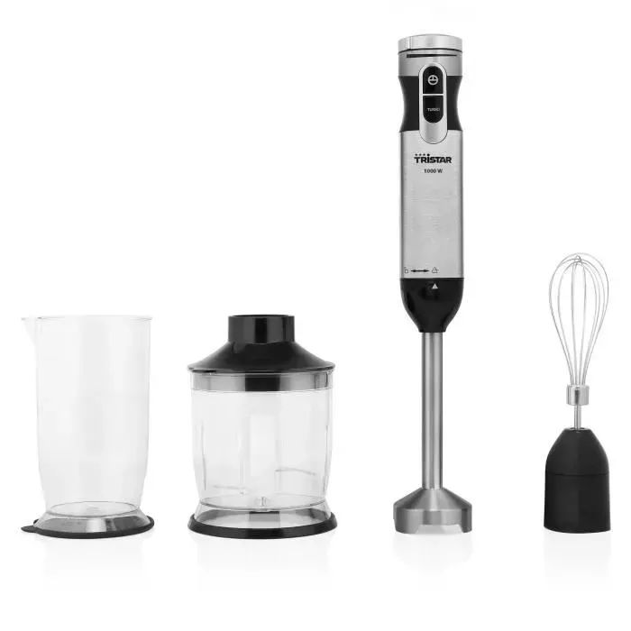 Mixeur plongeant Tristar MX-4829 1000W - Pied et lames en acier inoxydable - Verre mesureur de 700ml inclus
