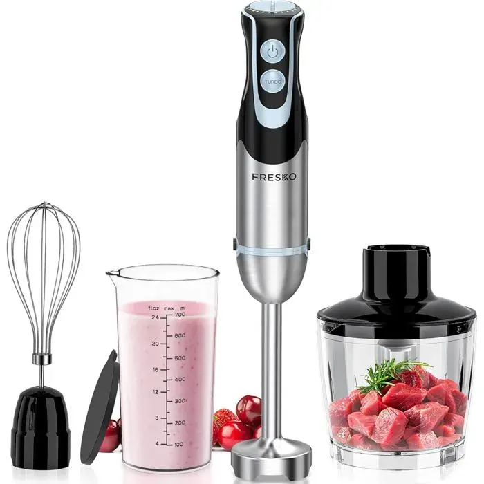 Mixeur plongeant - TWINBIRD - 1000W 4-en-1 - 12 vitesses + turbo - Hachoir et fouet inclus