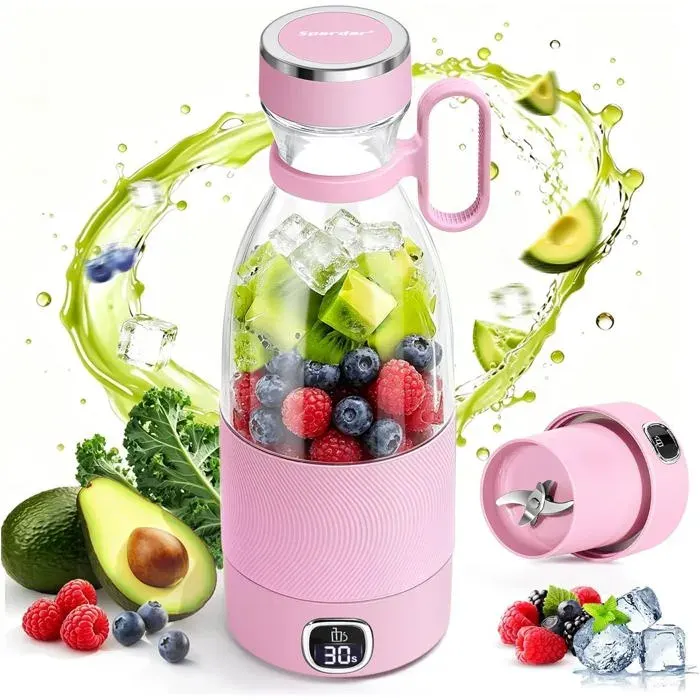 Mixeur Portable 350 ml Mini Blender LED Intelligent USB Rechargeable Pour Smoothies Fitness Voyage et Travail