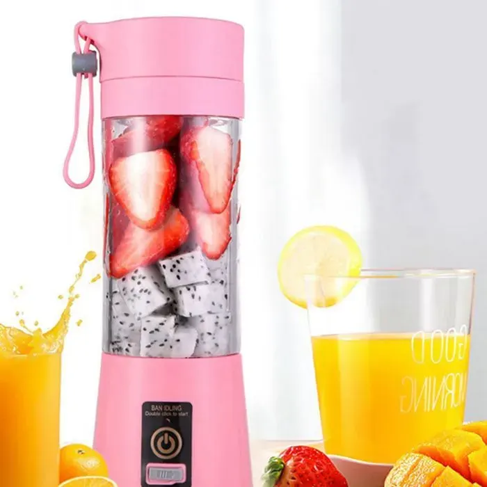 Mixeur portable 380 ml presse-agrumes électrique mixeur sur socle rechargeable par USB (rose) Étiquette