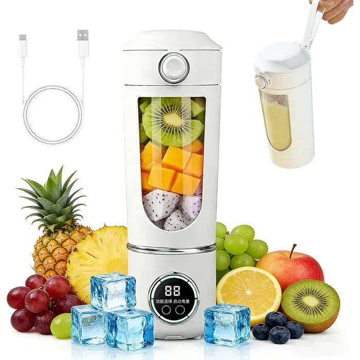 Mixeur Portable 700 ml 12 Lames Inox USB-C Rechargeable Gobelet Anti-Fuite Mini Blender pour Milkshake Jus et Smoothies