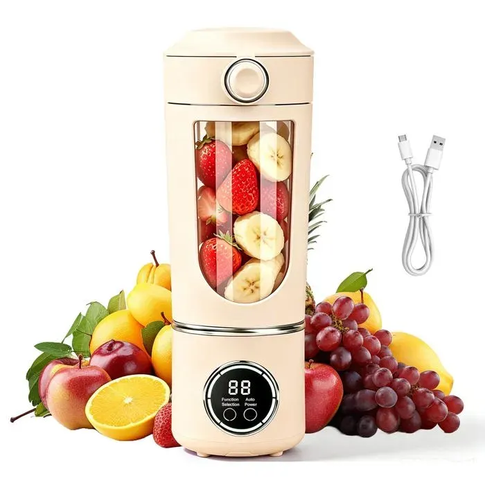 Mixeur portable 700ml extracteur de jus 12 lames inox rechargeable pour smoothies et boissons Aucuneary