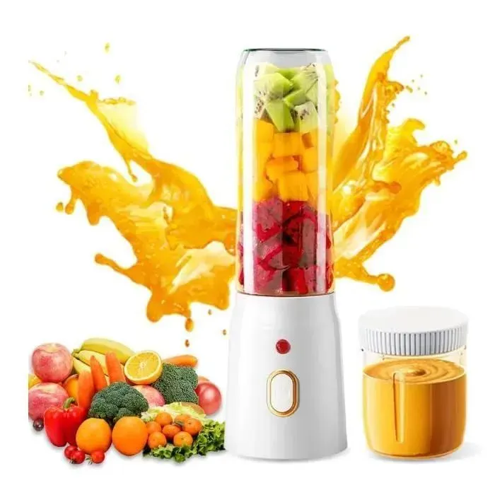 Mixeur portable à emporter-500ml-Mixeur portable avec 10 lames-Mini gobelet avec couvercle-Rechargeable par USB-Pour jus de fruits