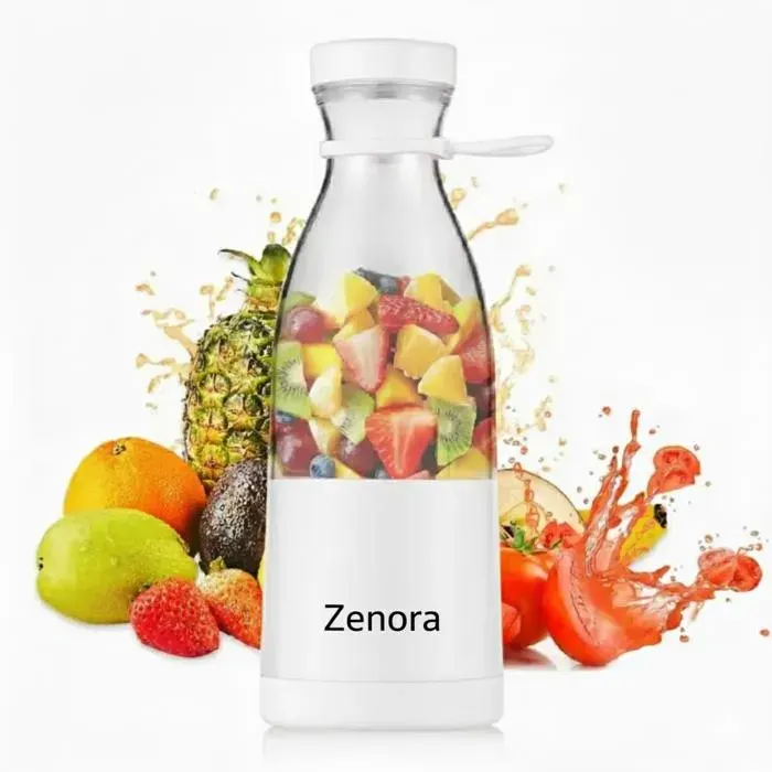 Mixeur Portable Blanc Rechargeable USB – Mini Blender 4 Lames Inox 380ml Batterie 1500mAh Smoothies Milkshakes Sport & Voyage