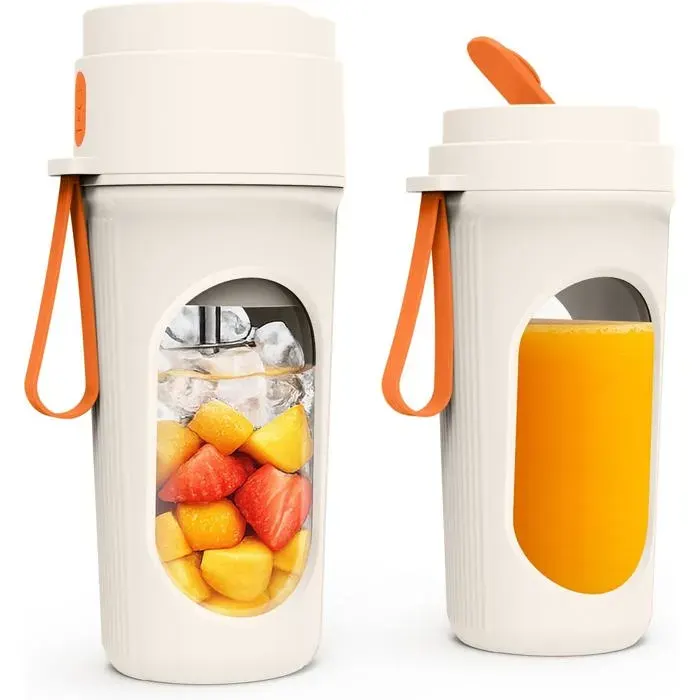 Mixeur portable électrique 450 ml puissance 21000 tr/min 12 lames rotatives smoothies rapides cuisine bureau salle sport compact