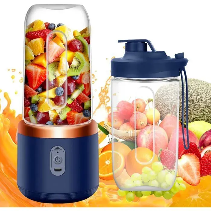 Mixeur Portable Électrique de 400 mlmélangeur pour smoothiesmini mélangeur portableBrosses et 6 Lames Mixeur Portable SPILEX