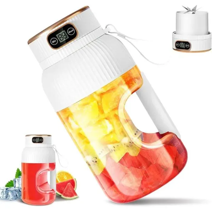 Mixeur portable - JIANGZHA - 1000 ml - Rechargeable USB - 5 lames en acier inoxydable - 150 W