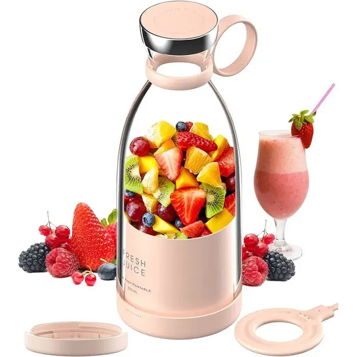 Mixeur portable - SOUTH AREA - South Area - Batterie USB 1400 mAh - 4 lames inox - Rose