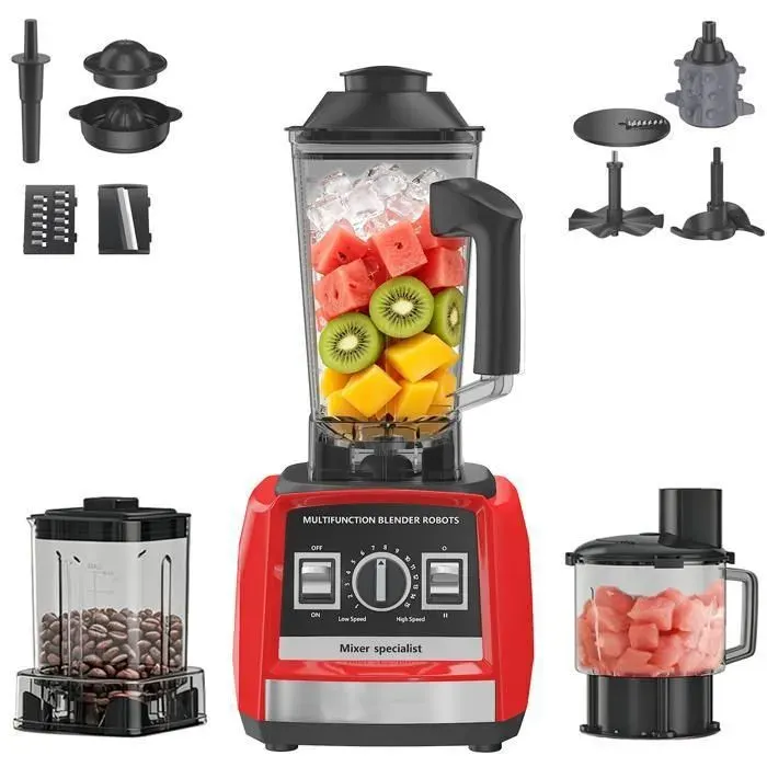 Mixeur professionnel 8 en 1– Blender Mixeur Moulinex Presse-Agrumes Pétrin avec 2 Bol et Blender 3L 15 Vitesses Fonction Pulse