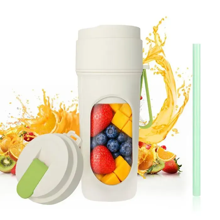 Mixeur rechargeable mini blender smoothie 450ml multifonction pour maison voyage et bureau blanc Aucuneary