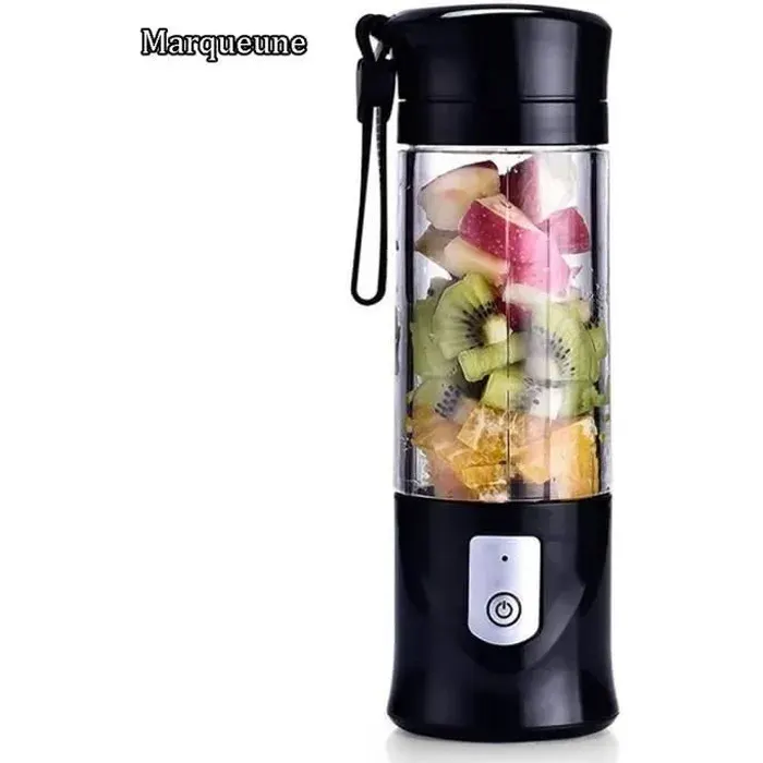Mixeur rechargeable USB MARQUEUNE - Blender 420ml pour Sport et Voyage - Sans BPA - Noir