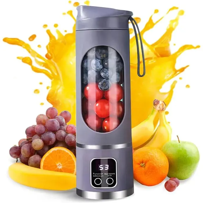 Mixeur Smoothie Portable 450 ML Blender Portable Smoothie Rechargeable Mini Blender smoothie avec 12 Lames Écran LEDViolet