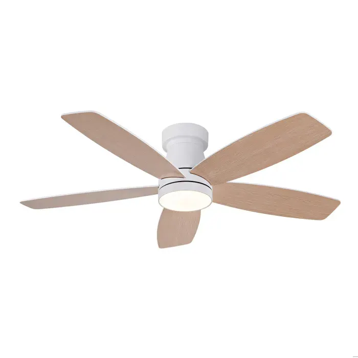 Modenuit ventilateur de plafond 106 cm avec LED télécommande 5 pales blanc et bois naturel