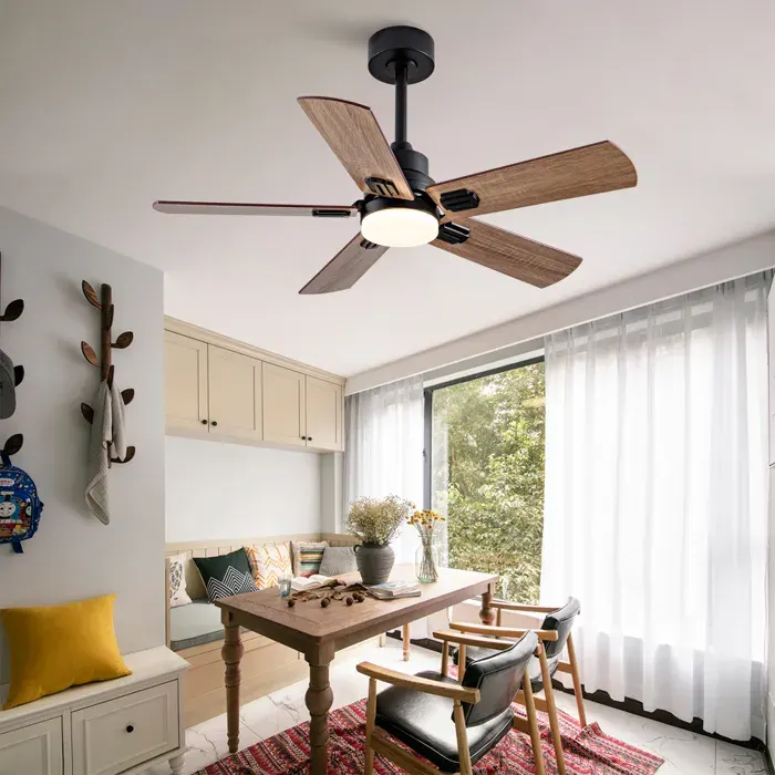 Modenuit Ventilateur de Plafond 107 cm 6 Vitesses avec Lumière LED avec Télécommande et Moteur Silencieux pour Terrasses/Salon