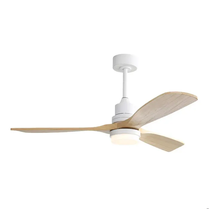 Modenuit ventilateur de plafond 132 cm avec LED 18 W dimmable 6 vitesses moteur DC réversible blanc et bois