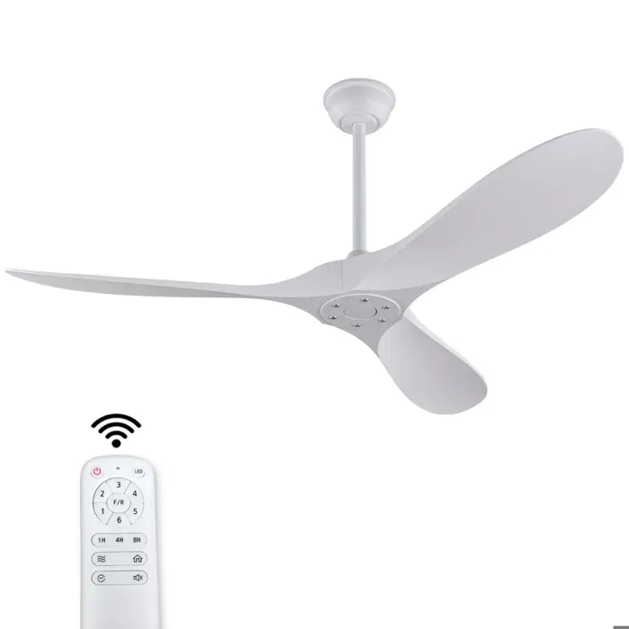 Modenuit Ventilateur de Plafond 132 cm avec Télécommande 3 Pales en ABS et Moteur CC Silencieux Blanc
