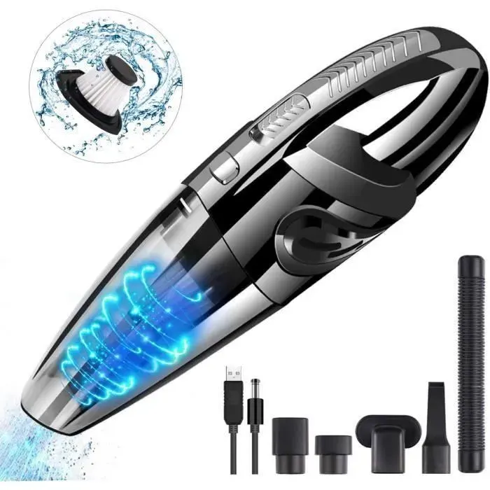 MoMoo Aspirateur à Main Sans Fil avec Filtre Lavable Aspirateur Voiture de 3200 pa Puissance de 120W Batterie de Capacité de