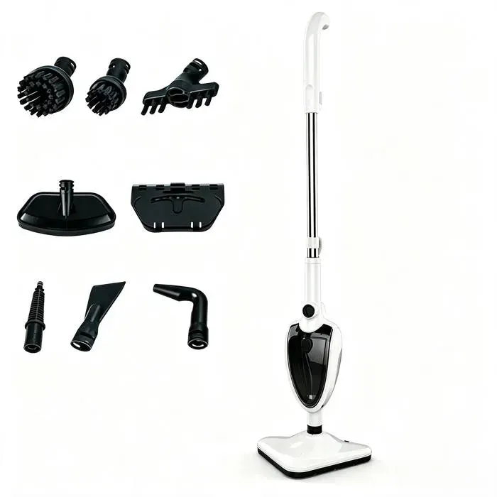 Mop à vapeur chaude électrique - PAS DE MARQUE - Modèle multifonction - 250 ml - Anti-acariens - Prêt 18 s — coloris Blanche
