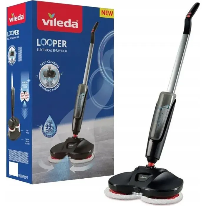 Mop électrique - Vileda - Looper - Sans fil - Pliable - 15 kg