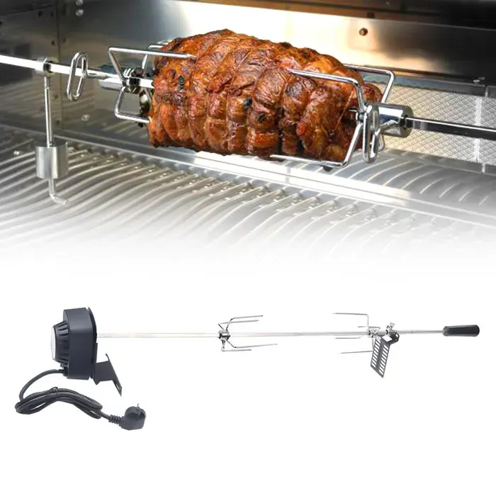 Moteur pour rôtissoire en acier inoxydable Broche rotative Axe de rôtissage pour barbecue Avec raccord pour barbecue