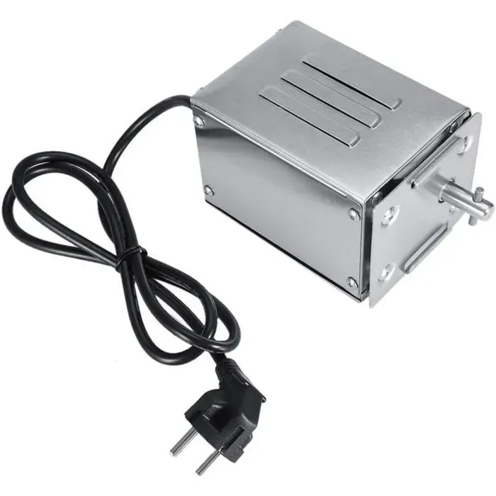 Moteur Tourne Broche de Barbecue Moteur Eléctrique en Acier Inoxydable Kit Rôtissoire Barbecue Charge Nominale 50-70kgFEU Plu Label