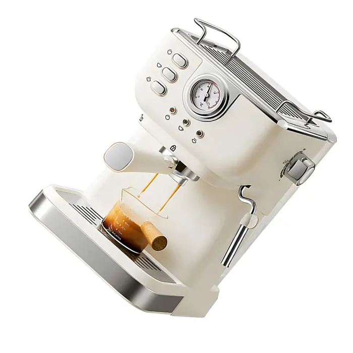 Mothinessto machine à expresso Cafetière 1050W 15l grande capacité Semi-automatique electromenager cafetiere Prise UE beige