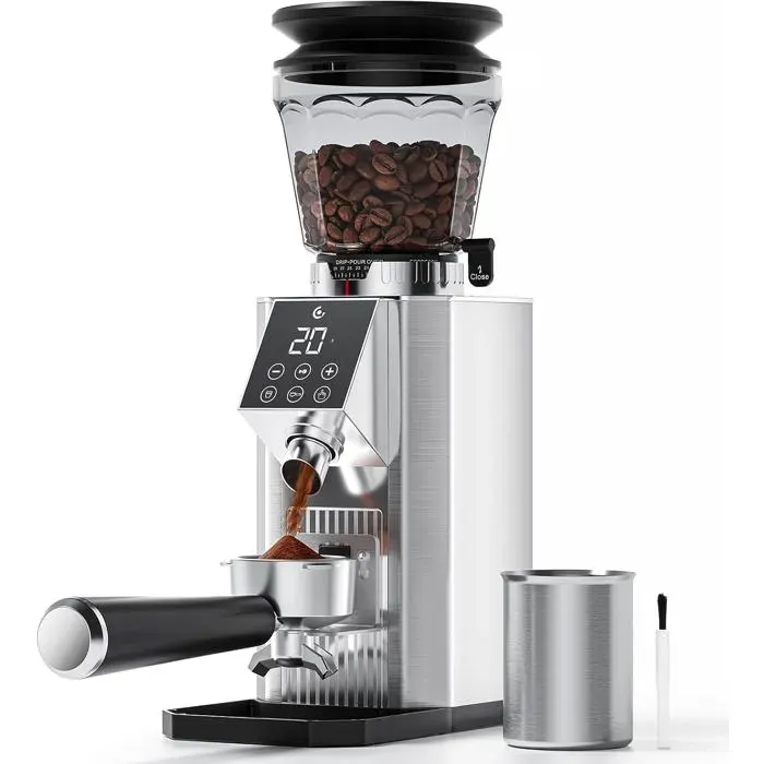 Moulin À Café Avec 45 Réglages De Mouture Acier Inoxydable Système Antistatique Plasma Fonction Mémoire Réservoir À Grai[CA374]