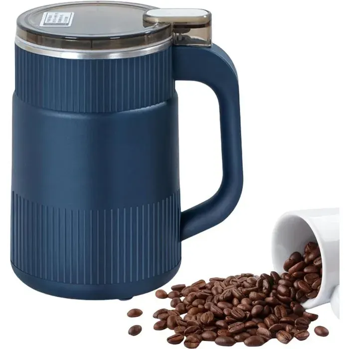 Moulin à Café Électrique Acier Broyage Grains Épices Silencieux Bleu