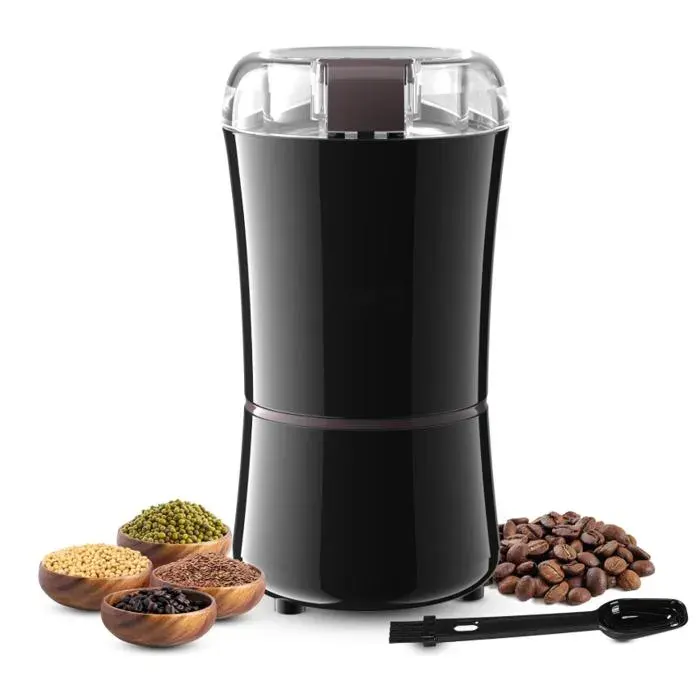 Moulin à Café Électrique Broyeur à Graines de Lin Noix Poivre Épices Semences de Café avec Lames en Acier Inoxydable 200W